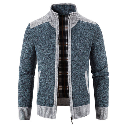 Herren Strickjacke Moderne Reißverschlussjacke Schwarz