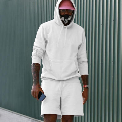 Herren Sportset Hoodie Shorts Sweat Set Grau Sportlich
