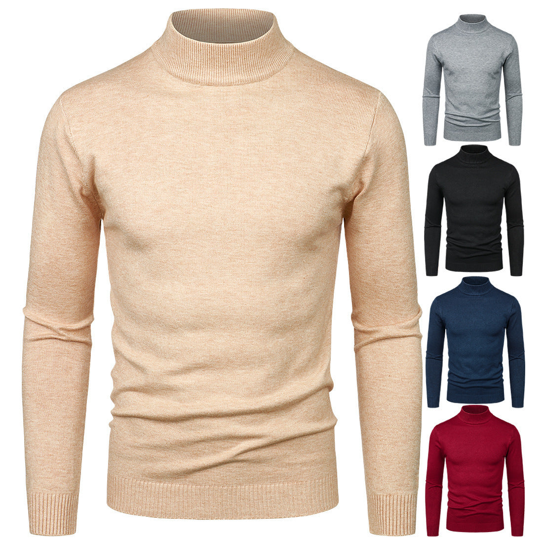 Herren Rollkragenpullover Feine Baumwolle Hochwertig
