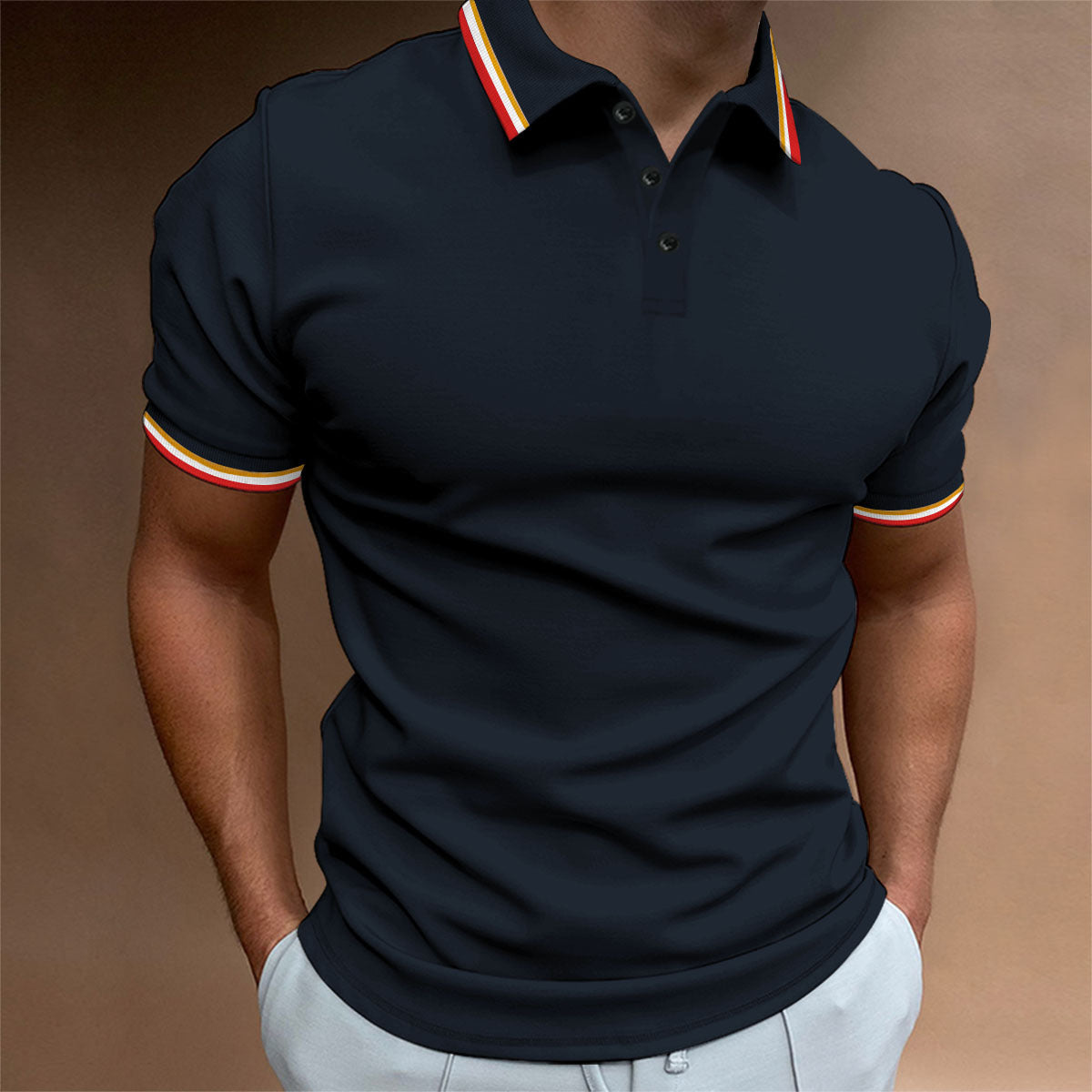Herren Polohemd Modern Kontrastdetails Elegant