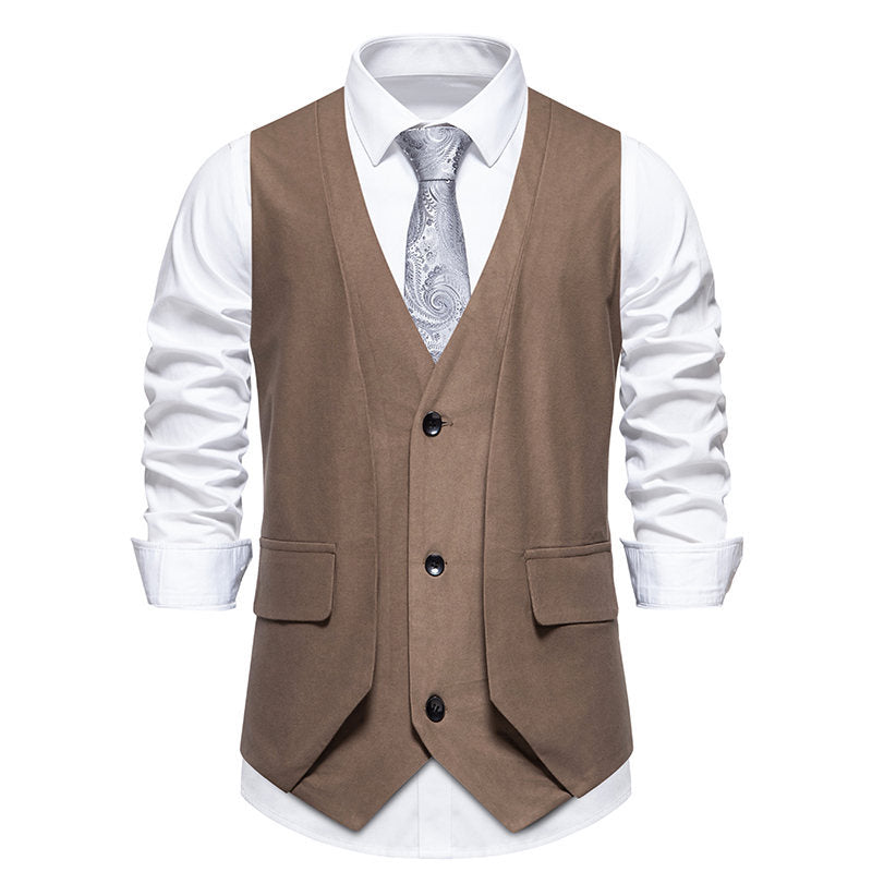 Herren Weste Elegant Mit Knopfleiste und Taschen