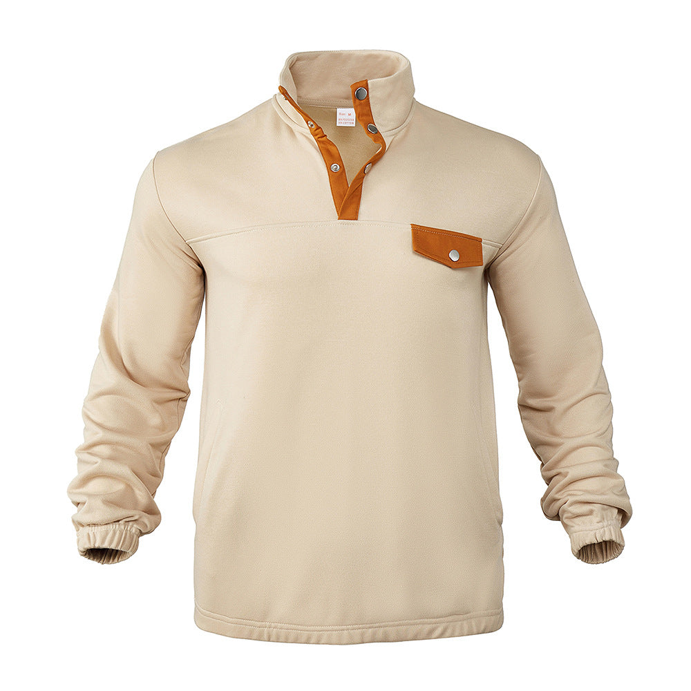 Herren Sweatshirt Lederdetails Modern Kragen Style