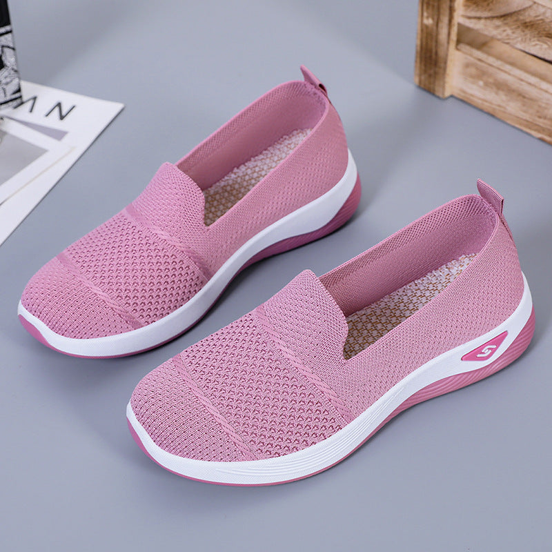 Damen Schuhe Bequem Slip-On atmungsaktiv Strickdesign