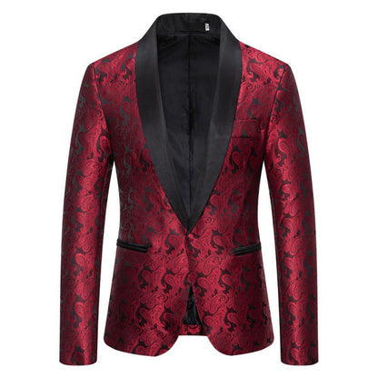 Herren Smokingjacke Elegant mit Muster Schwarz