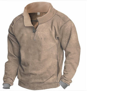 Herren Fleece-Pullover Warm Mit Kragen Und Taschen