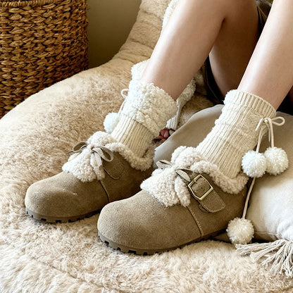 Damen Winterstiefel Flauschig mit Schnallen Modern
