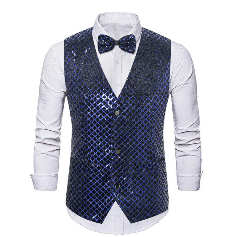 Herren Smoking Weste Glitzernd mit Fliege Elegant Schwarz