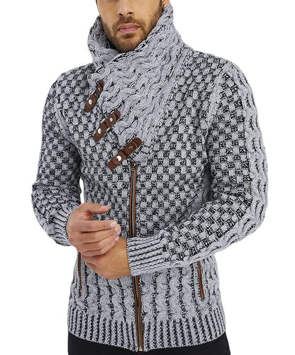 Herren Strickjacke Asymmetrisch Zopfmuster Modern