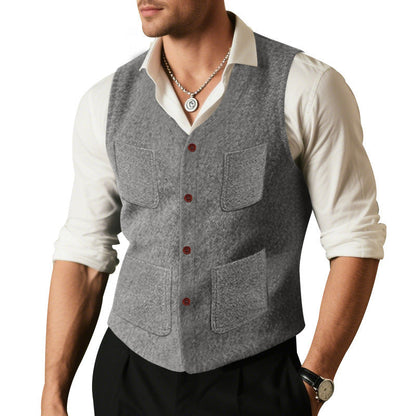 Herren Weste Wolle Warm mit Taschen Winter