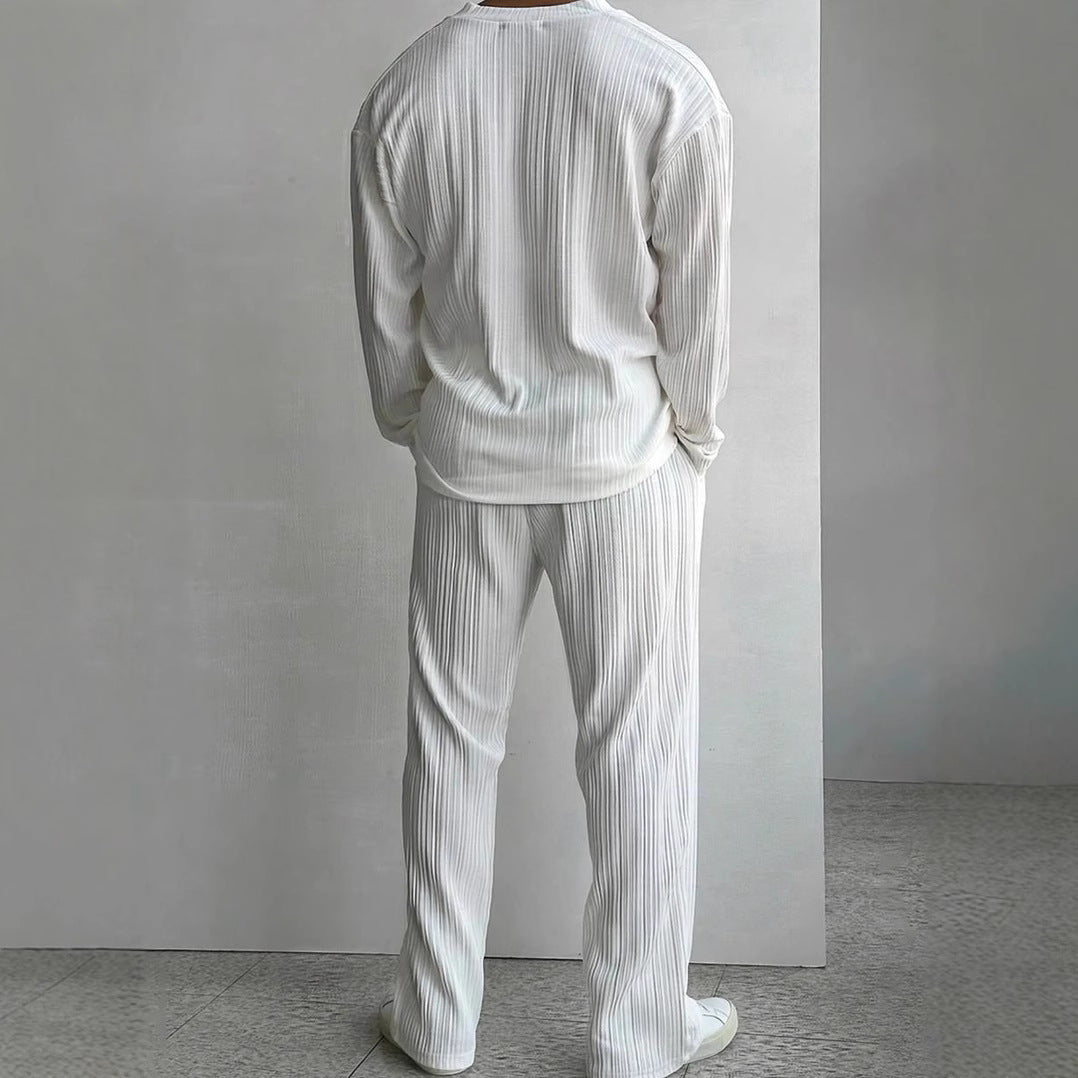 Herren Set aus Streifen Hemd und bequeme Hosen Casual