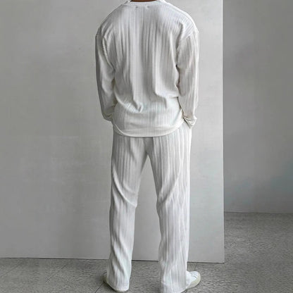 Herren Set aus Streifen Hemd und bequeme Hosen Casual