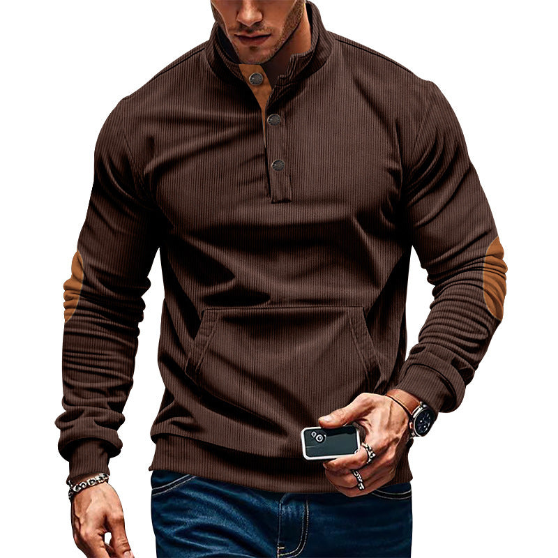 Herren Kapuzenshirt Langarm Modern Strukturdesign Schwarz