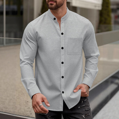Herren Hemd Langarm Stehkragen Elegant Berlin