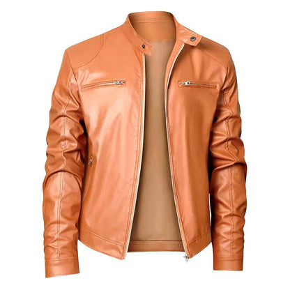 Herren Lederjacke Modern mit Steppdetails und Taschen