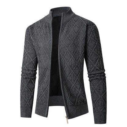 Herren Strickjacke Rautenmuster Modern Zipper