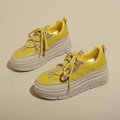 Damen Sneaker Sportlich Glitzer Plattform Schuhe