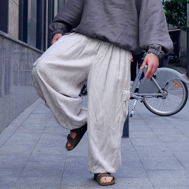 Herren Cargo-Hose aus Leinen atmungsaktiv bequem