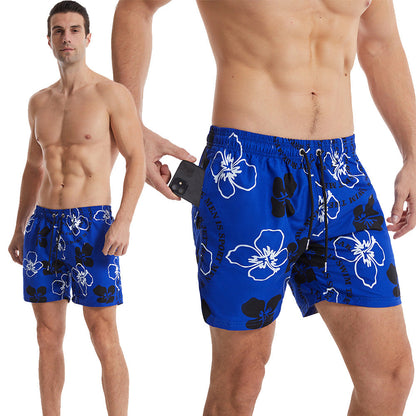 Herren Badeshorts Blumenmuster Flexibler Kordelzug