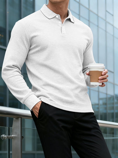 Herren Polo-Shirt Langarm Strukturiert Modern Berlin