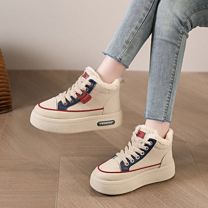 Damen Sneaker High-Top Warmfutter Mode Schuhe Frauen