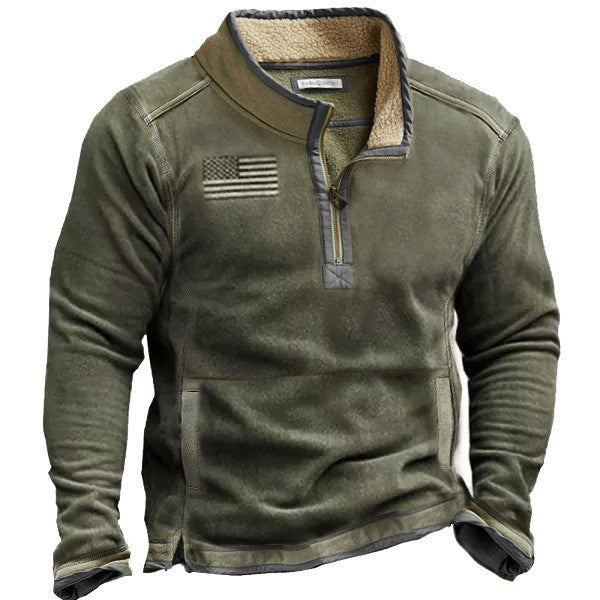 Herren Fleecejacke Warm mit Reißverschluss und hohem Kragen