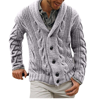 Herren Strickjacke Grobmuster Elegant Revers
