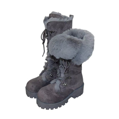 Damen Winterstiefel Warm Fellkragen Rutschfest Schnee
