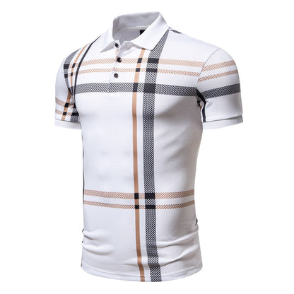 Herren Polohemd Kurzarm Karomuster Elastisch Modern