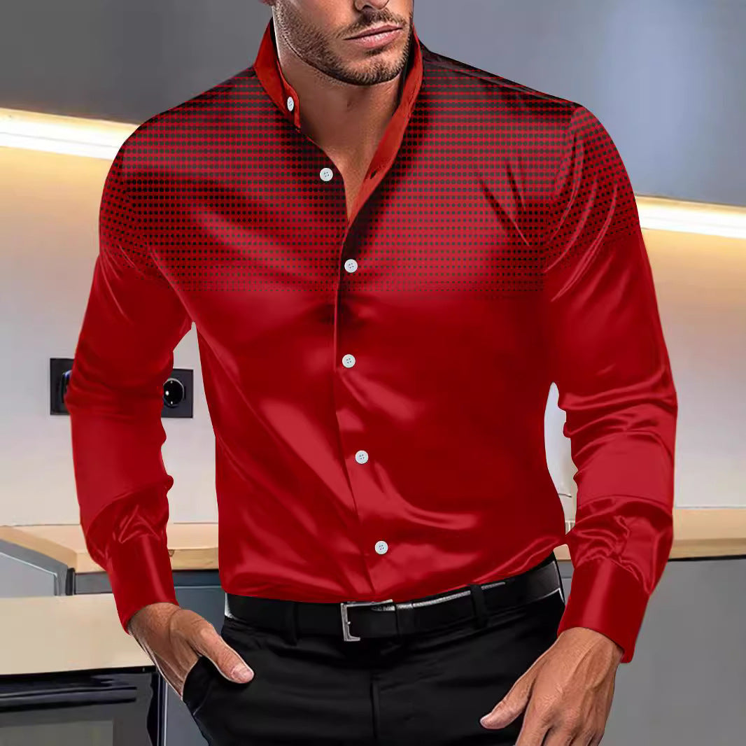 Herren Langarmhemd Modern Punktmuster Slim Fit
