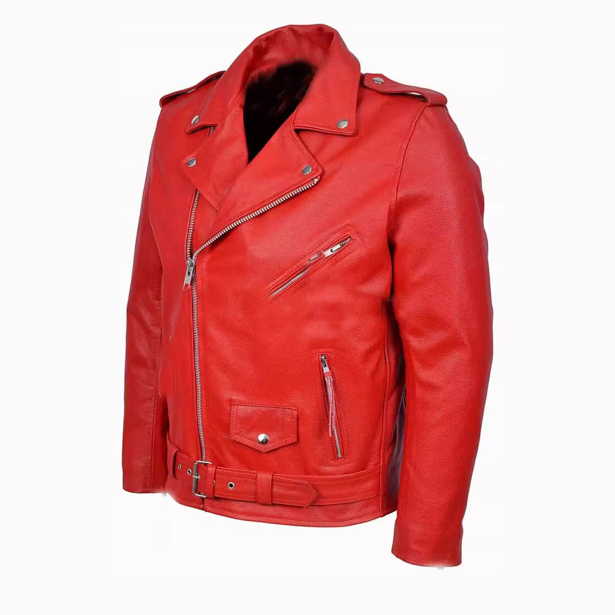 Leder Bikerjacke Herren Schwarz Gürtel Jetzt kaufen