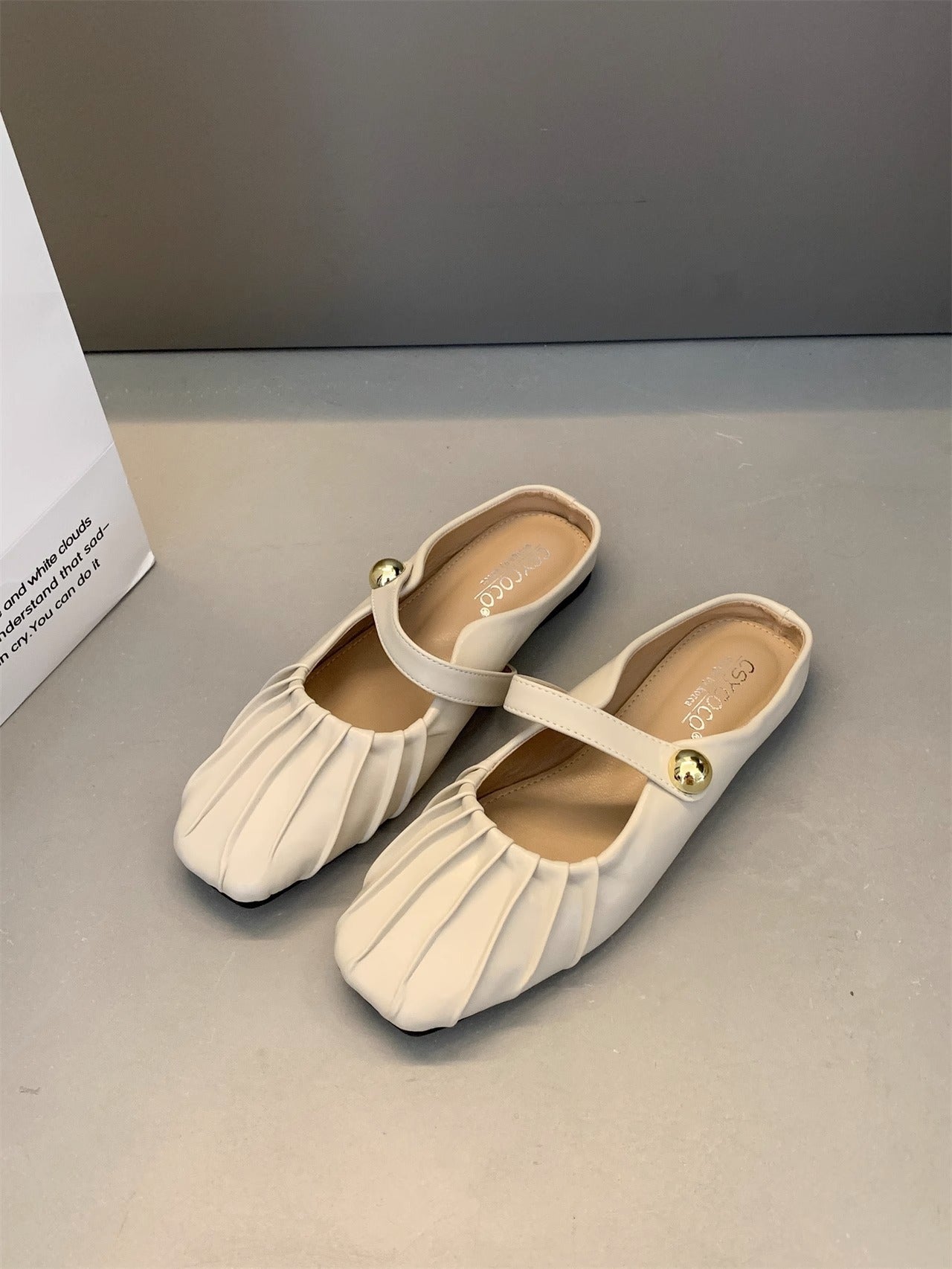 Elegante Damen Ballerinas Mit Riemchen Falten Design