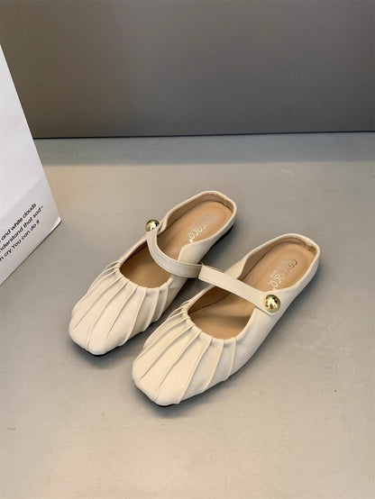 Elegante Damen Ballerinas Mit Riemchen Falten Design