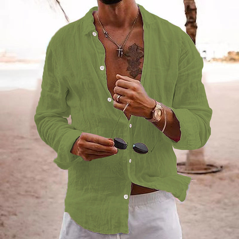 Leinenhemd Herren Lässig Sommer Modern