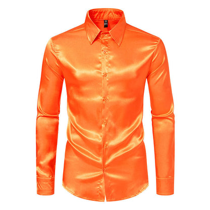 Herren Satinhemd Elegantes mit Klassischem Kragen Glanzfinish