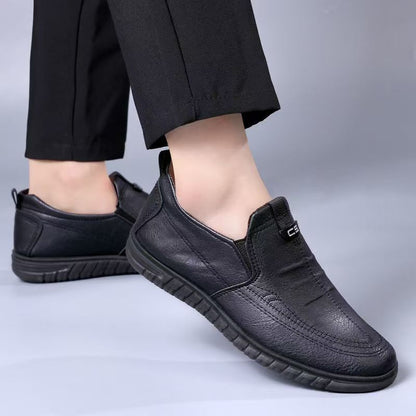Elegante Damen Slipper Leder Schwarz Heidi Mode