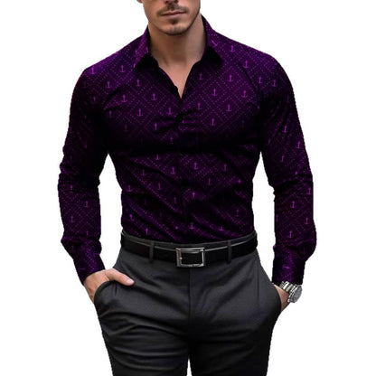 Herren Langarmhemd Maritim Anker Motiv Modern