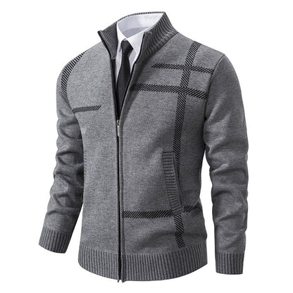 Herren Strickjacke Elegante Kragen Taschen Modern