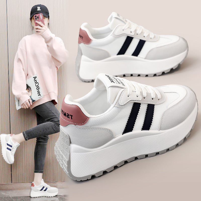 Damen Plateausneaker Hoch Atmungsaktiv Mesh Weiß - BerlinGlamour