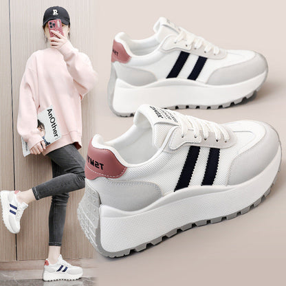 Damen Plateausneaker Hoch Atmungsaktiv Mesh Weiß - BerlinGlamour