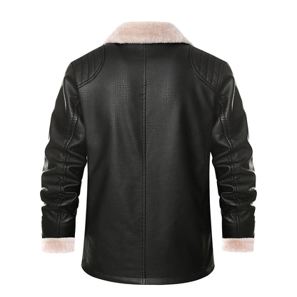 Herren Lederjacke Warm Elegant Mit Innenfutter