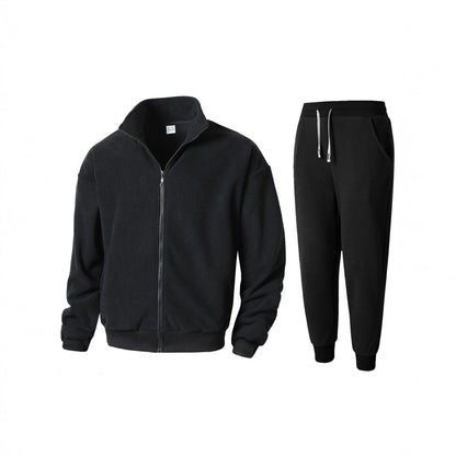 Herren Fleecejacke Jogginghose Set Sportlich Bequem