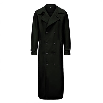 Herren Trenchcoat Modern mit Doppelknopfleiste Schwarz