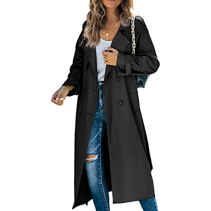 Damen Trenchcoat Elegant mit Gürtel und Knöpfen Modern