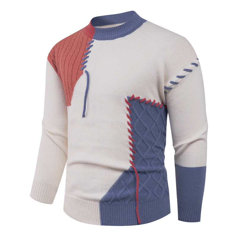 Modernes Herren Strickoberteil mit Zopfmuster und Asymmetrie