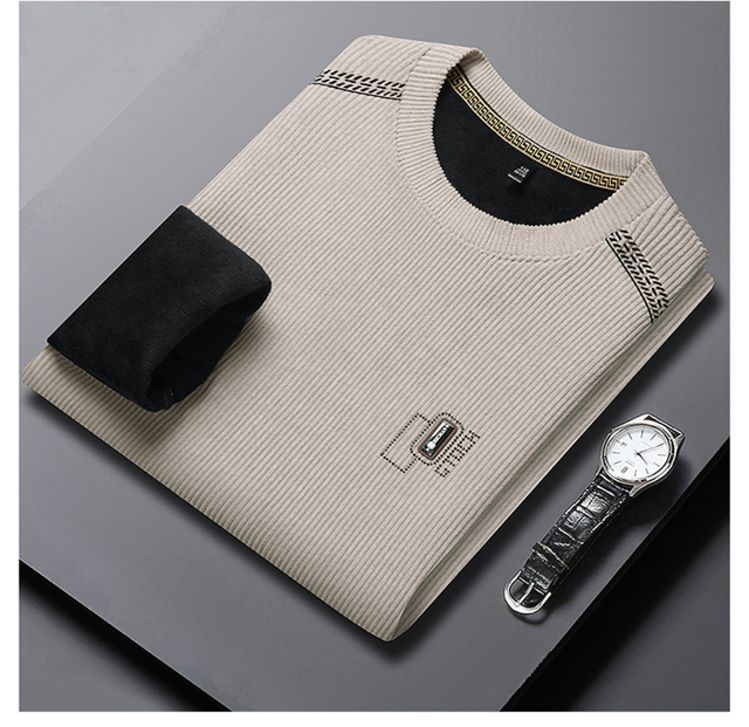 Herren Pullover Modern Rundhals mit Kontrastkragen