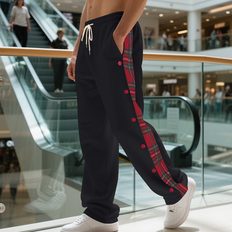 Herren Sporthose Sportlich Mit Karomuster Modern