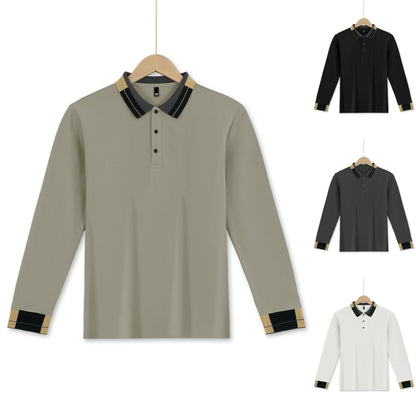Herren Polohemd Langarm Modern mit Kontrastkragen - BerlinGlamour