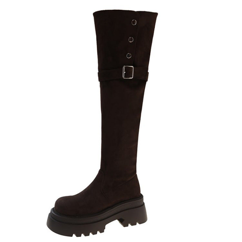 Damen Overknee Stiefel Elegante Schnürung Hochwertig