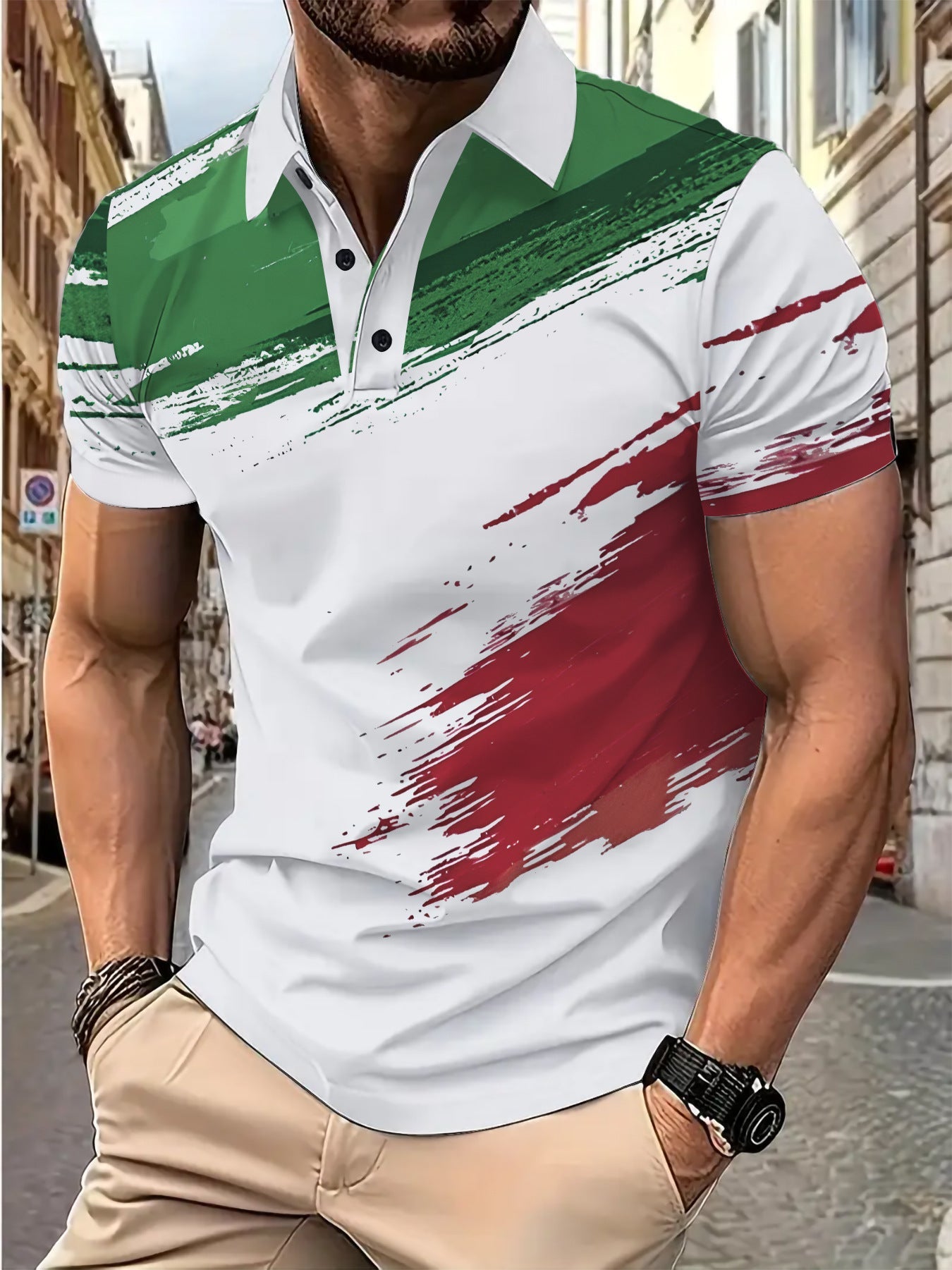 Herren Poloshirt Farbverlauf Berlin Style Modern