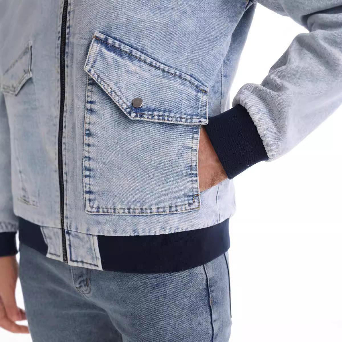 Herren Jeansjacke Fleece gefüttert Praktisch